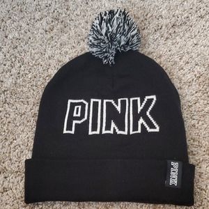 New Black and white PINK beanie hat